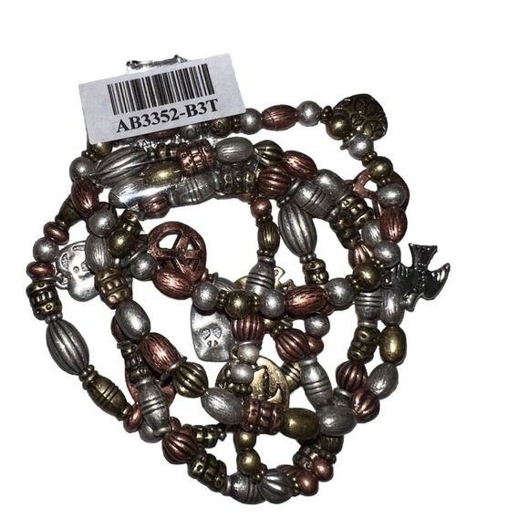 New Icon Collection Peace Bracelets Doves Peace Signs Stretch Multi Metallic - Picture 2 of 8
